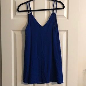 Blue v- neck double strap dress